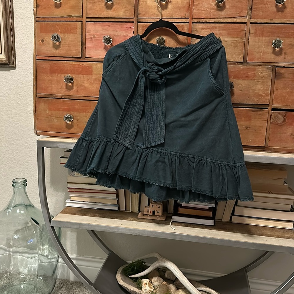 Tie Denim Skirt